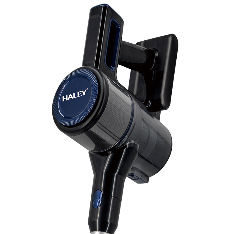 Aspirator Vertical cu Fir 2 în 1 HALEY®, 300W, 22.2V, Autonomie 35 Min, Perie LED, Filtru Lavabil, Recipient 1L, Negru/Argintiu